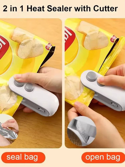Genopladelig mini-posesvejser 2-i-1 – luk poser tæt på sekunder