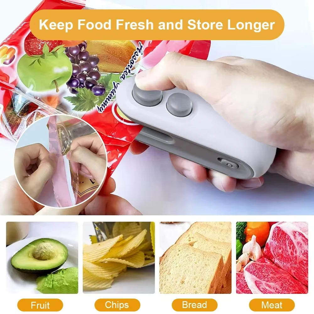 Genopladelig mini-posesvejser 2-i-1 – luk poser tæt på sekunder