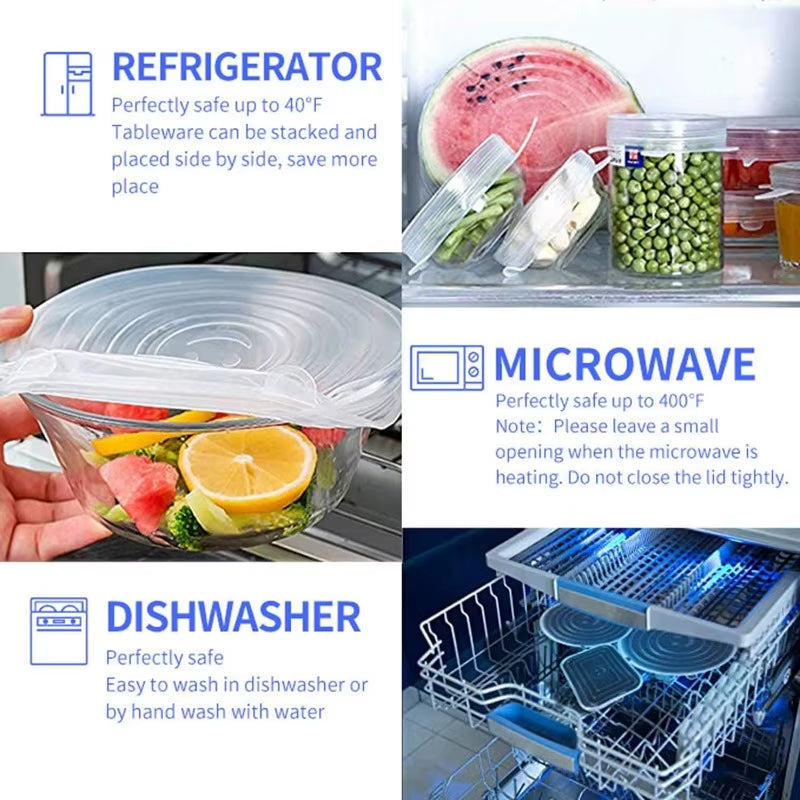 Reusable Silicone Cover Stretch Lids Airtight Food Wrap Covers Keeping Fresh Seal Bowl Stretchy Wrap Cover Kitchen Cookware